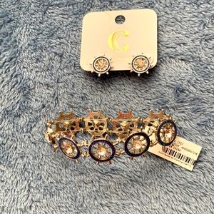 NWT- Charming Charlie ships, wheel, earrings, and matching bracelet